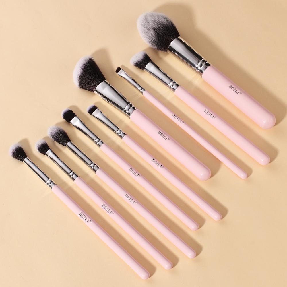 new arrival pink 9pcs makeup brush set