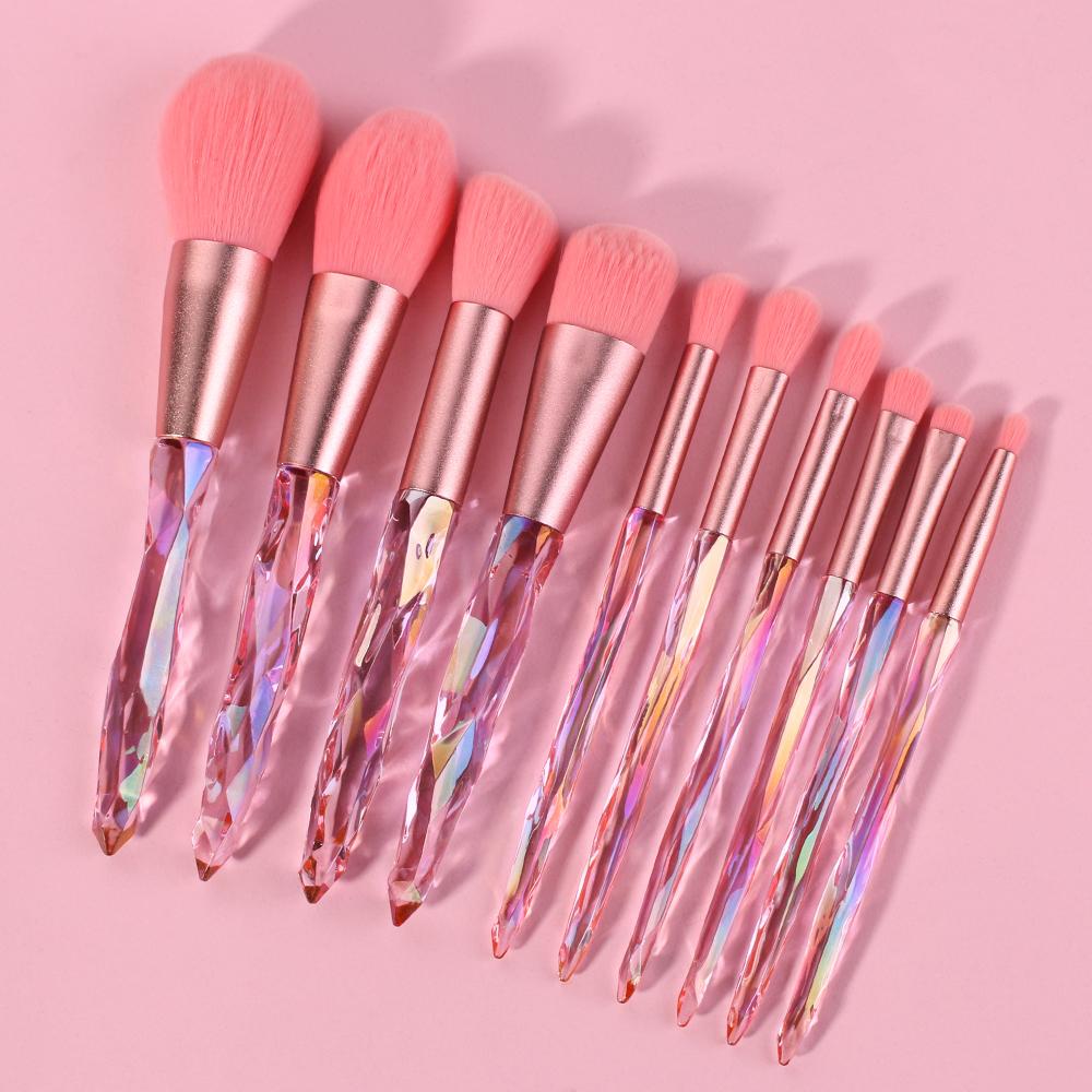 Diamond vegan glitter makeup brushes set